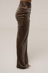 Dark Taupe Velvet And Lace Maxi Skirt