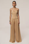 Beige Viv Satin Bustier Top