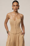 Beige Viv Satin Bustier Top