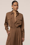 Brown Misty Button Up