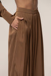 Brown Clara Wide Leg Pleated Trousers