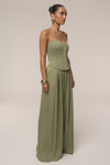 Olive Clara Wide Leg Pleated Trousers