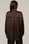 Chocolate Island Ease Collared Satin Top