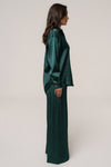 Emerald Island Ease Collared Satin Top