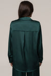 Emerald Island Ease Collared Satin Top