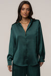 Emerald Island Ease Collared Satin Top