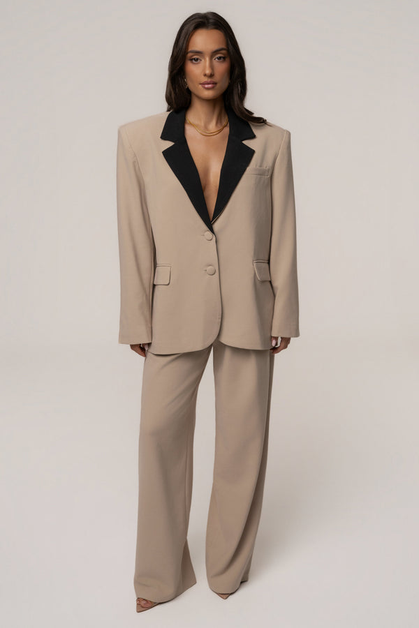 Stone/Black Command Pleat Trouser