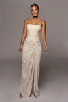 Natural Noelia Linen Slit Skirt