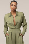 Olive Misty Button Up