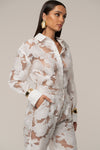 Ivory Organza Floral Blouse