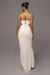White Noelia Linen Slit Skirt