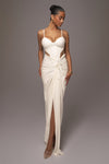 White Noelia Linen Slit Skirt