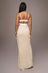 Natural Noelia Linen Slit Skirt