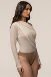 Ivory Textured One Shoulder Bodysuit