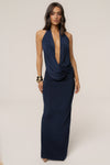 Navy Dawn Draped Maxi Dress