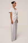 Ivory Clara Wide Leg Pleated Trousers