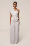Ivory Clara Wide Leg Pleated Trousers