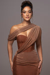 Gold Celestina Draped Maxi Dress