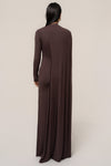 Chocolate Draped Elegance Cape Dress