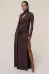 Chocolate Draped Elegance Cape Dress