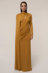 Gold Draped Elegance Cape Dress