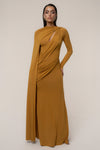Gold Draped Elegance Cape Dress