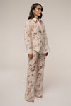 Beige Organza Floral Pant