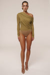 Moss Textured One Shoulder Bodysuit