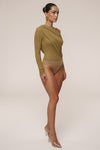 Moss Textured One Shoulder Bodysuit