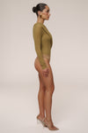 Moss Textured One Shoulder Bodysuit