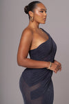 Navy Alari One Shoulder Maxi Dress