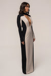 Stone/Black Opening Night Contrast Maxi Dress
