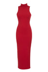 Red Classic Turtleneck Maxi Dress