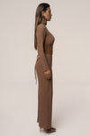 Pecan Hourglass Suede Maxi Dress