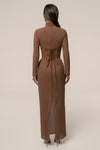 Pecan Hourglass Suede Maxi Dress