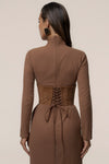 Pecan Hourglass Suede Maxi Dress