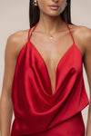 Red Delmara Cowl Maxi Dress