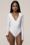 White Cherie Plunge Bodysuit