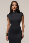 Black Margot Mock Neck Dress