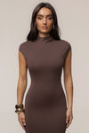 Brown Margot Mock Neck Dress