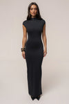 Black Margot Mock Neck Dress