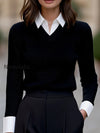 faux-two-piece-contrast-collar-knit-sweater