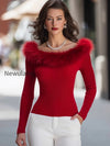 off-the-shoulder-faux-fur-collar-ribbed-knit-sweater