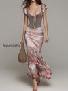 elegant-oil-painting-flower-fishtail-hem-maxi-dress