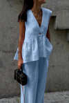 romantic-cotton-v-neck-sleeveless-vest-pants-two-piece-set