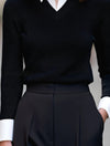 faux-two-piece-contrast-collar-knit-sweater