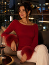 faux-fur-cuffs-boat-neck-ribbed-knit-sweater