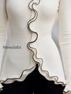 contrast-ruffle-v-neck-knit-top