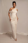 Natural Noelia Linen Slit Skirt
